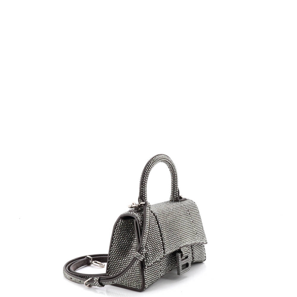 Balenciaga XS Hourglass Top Handle Bag Suede with Crystals - Picture 2 of 6